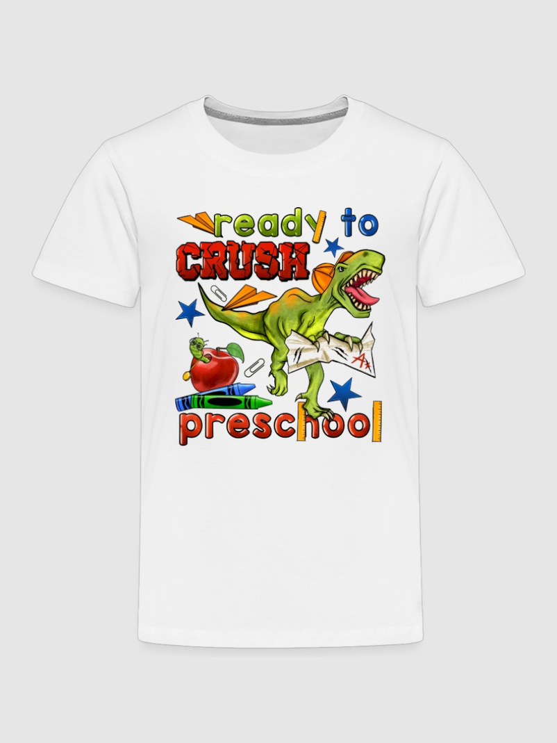 Toddler Boys Dinosaur Ready To crush Preschool Short Sleeve Premium T-Shirt