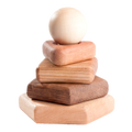 Wooden stacking toy in different shapes from 5 types of wood
